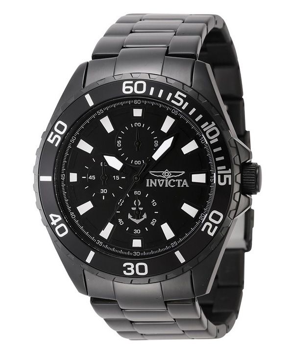 Invicta Ocean Voyage Chronograph Edelstahl schwarzes Zifferblatt Quarz 46284 Herrenuhr