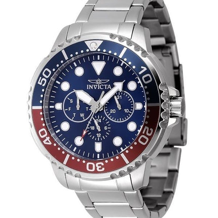 Invicta Pro Diver Edelstahl Blau und Rot Pepsi Lünette Blaues Zifferblatt Quarz 47227 Herrenuhr