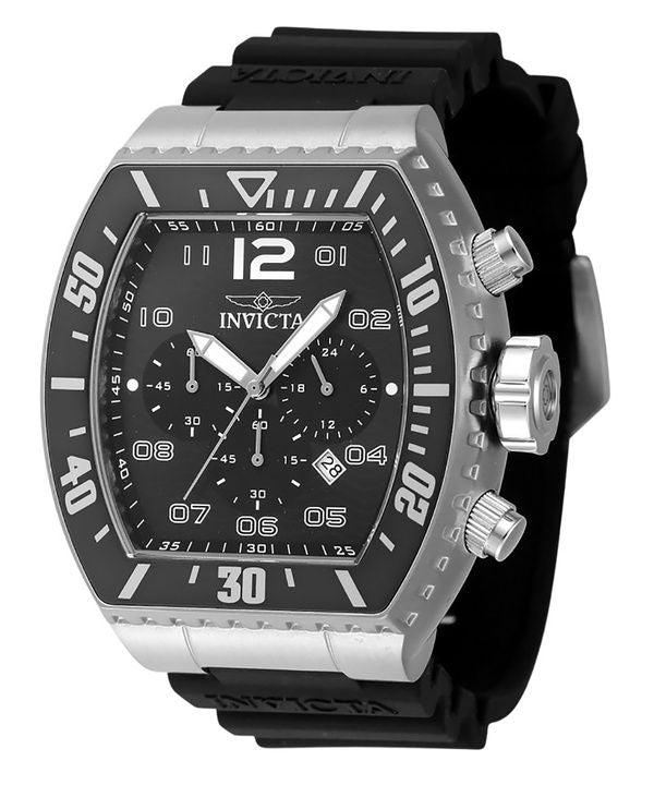 Invicta Pro Diver Chronograph Silikonarmband schwarzes Zifferblatt Quarz 47282 100M Herrenuhr