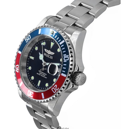 Invicta Pro Diver Edelstahl Schwarzes Zifferblatt Pepsi Lünette Quarz 47354 200M Herrenuhr