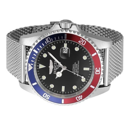 Invicta Pro Diver Edelstahl Blaue und rote Pepsi-Lünette Schwarzes Zifferblatt Automatische Taucheruhr 47965 200M Herrenuhr