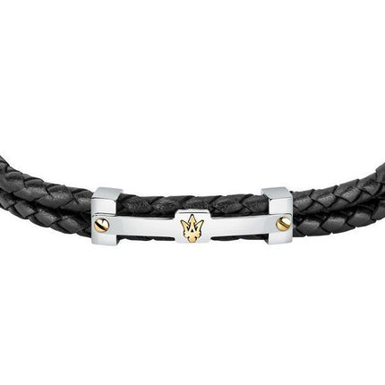 Maserati Jewels JM422AVE11 Armband aus schwarzem Leder und Edelstahl für Herren