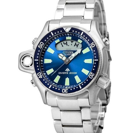 Citizen Promaster Aqualand Edelstahl blaues Zifferblatt Quarz Taucheruhr JP2000-67L 200M Herrenuhr