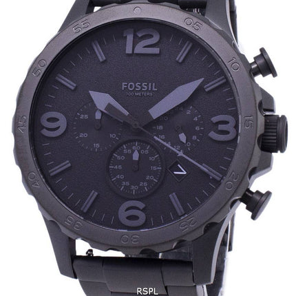 Fossil Nate Chronograph schwarzes Zifferblatt schwarz Ionen-plattiert JR1401 Herrenuhr