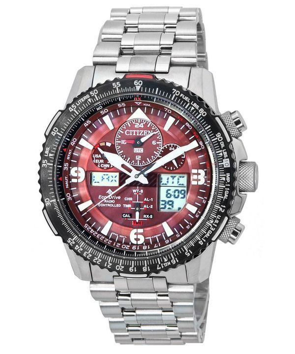 Citizen Promaster Skyhawk Ewiger Kalender Rotes Zifferblatt Eco-Drive JY8086-89X 200M Herrenuhr