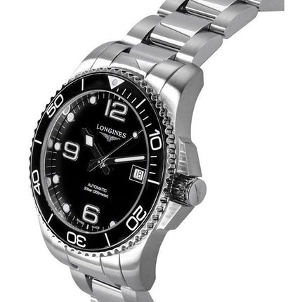 Longines HydroConquest Automatik-Taucheruhr L3.741.4.56.6 300M aus Edelstahl mit schwarzem Zifferblatt