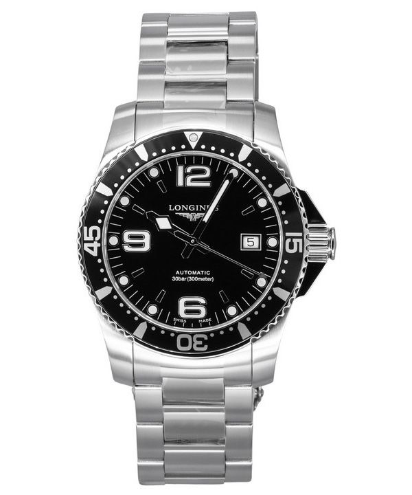 Longines HydroConquest Automatik-Taucheruhr L3.742.4.56.6 300M aus Edelstahl mit schwarzem Zifferblatt