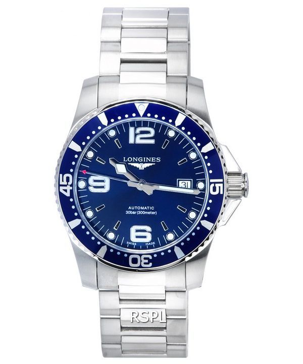 Longines HydroConquest Sunray Blue mit Super-LumiNova-Zifferblatt Automatische Taucheruhr L3.742.4.96.6 300M Herrenuhr