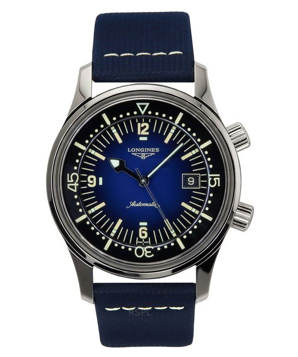 Longines Legend Diver Lederarmband blaues Zifferblatt Automatik L3.774.4.90.2 300M Herrenuhr