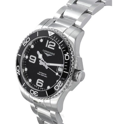 Longines HydroConquest Automatik-Taucheruhr L3.780.4.56.6 300M aus Edelstahl mit schwarzem Zifferblatt