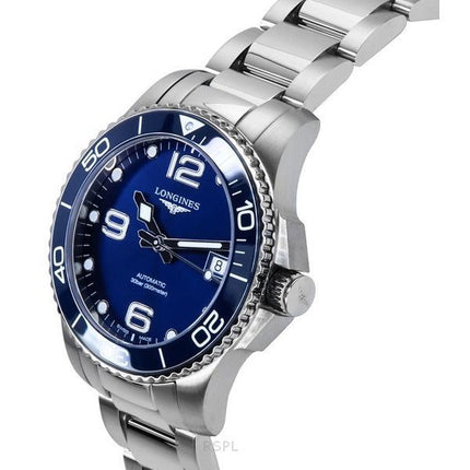 Longines HydroConquest Edelstahl Sunray blaues Zifferblatt automatische Taucheruhr L3.780.4.96.6 300M Herrenuhr