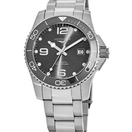 Longines HydroConquest Automatik-Taucheruhr L3.781.4.76.6 300M aus Edelstahl mit grauem Zifferblatt