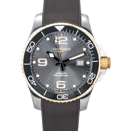 Longines HydroConquest Automatik-Taucheruhr L3.782.3.78.9 300M mit Kautschukarmband und Sunray-grauem Zifferblatt