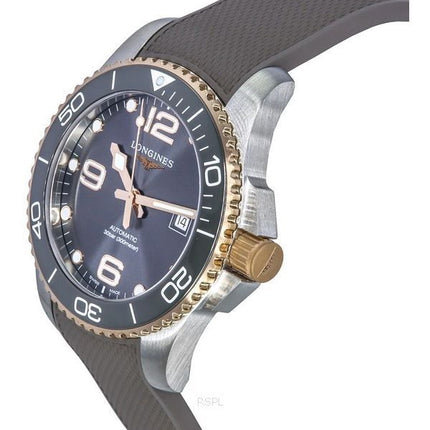 Longines HydroConquest Automatik-Taucheruhr L3.782.3.78.9 300M mit Kautschukarmband und Sunray-grauem Zifferblatt