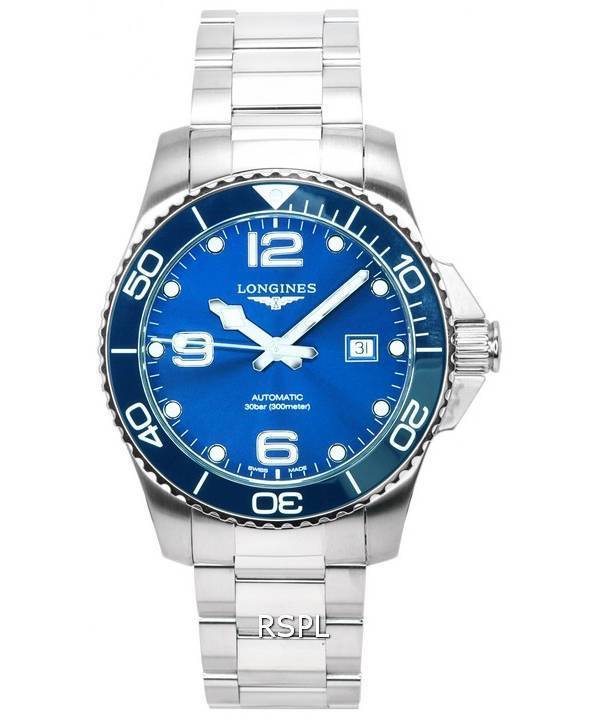 Longines HydroConquest Sunray Blue mit Super-LumiNova-Zifferblatt Automatische Taucheruhr L3.782.4.96.6 300M Herrenuhr