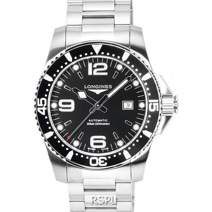 Longines HydroConquest Sunray Schwarz mit Super-LumiNova-Zifferblatt Automatische Taucheruhr L3.841.4.56.6 300M Herrenuhr