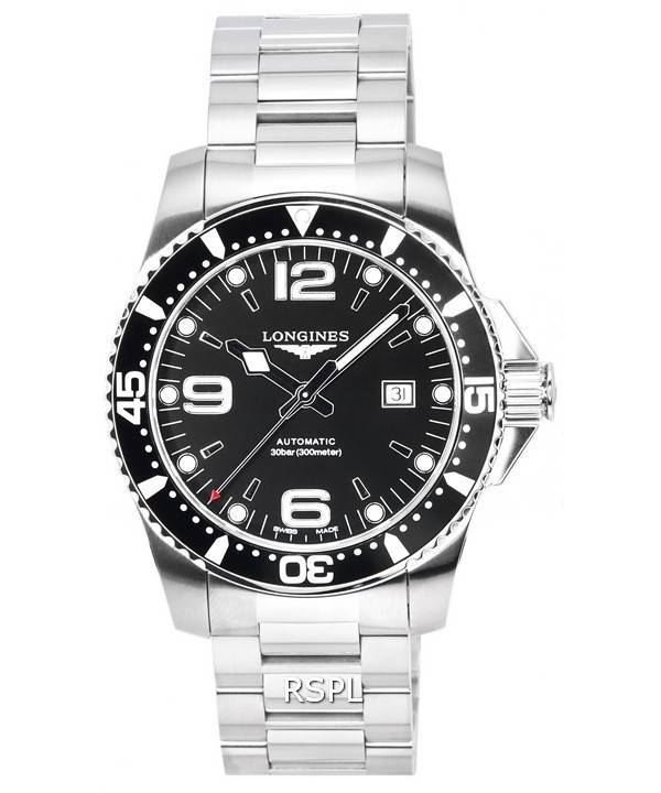 Longines HydroConquest Sunray Schwarz mit Super-LumiNova-Zifferblatt Automatische Taucheruhr L3.841.4.56.6 300M Herrenuhr