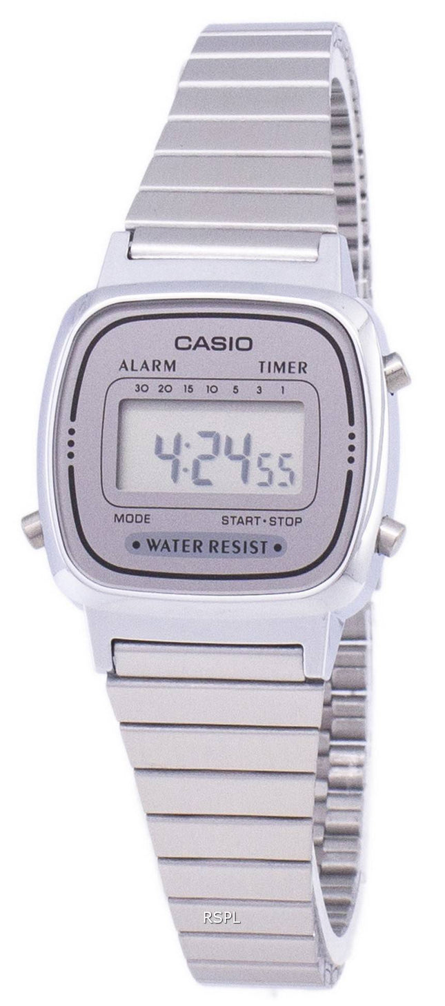 Casio Digital Edelstahl Alarm Timer LA670WA-7DF LA670WA-7 Damenuhr