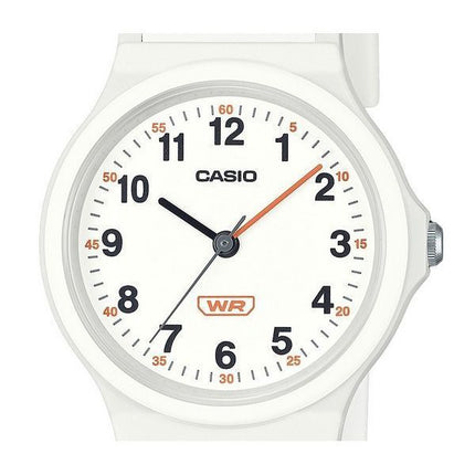 Casio Pop Analog weißes Armband aus biobasiertem Harz weißes Zifferblatt Quarz LQ-24B-7B Damenuhr