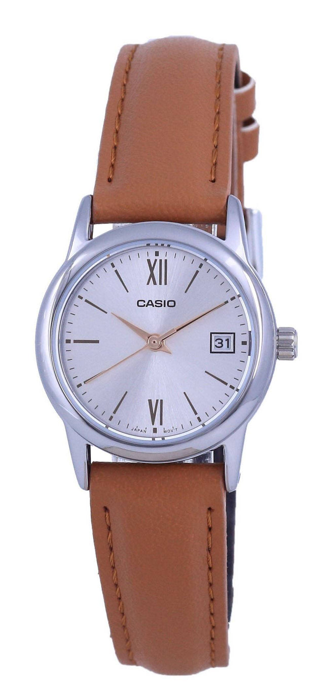 Casio Silbernes Zifferblatt Edelstahl Analog Quarz LTP-V002L-7B3 LTPV002L-7 Damenuhr