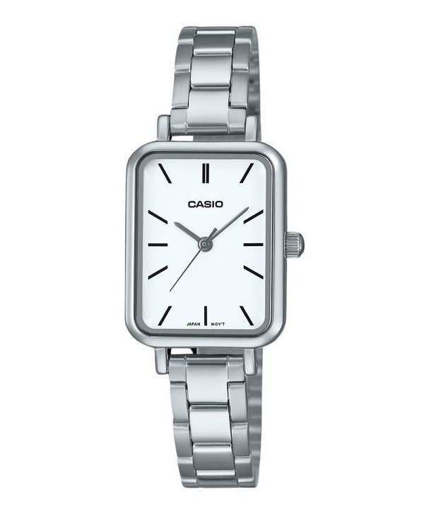 Casio Standard Analog Edelstahl weißes Zifferblatt Quarz LTP-V009D-7E Damenuhr