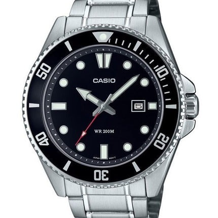 Casio Standard Analog Edelstahl Schwarzes Zifferblatt Quarz MDV-107D-1A1 200M Herrenuhr