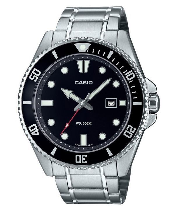 Casio Standard Analog Edelstahl Schwarzes Zifferblatt Quarz MDV-107D-1A1 200M Herrenuhr