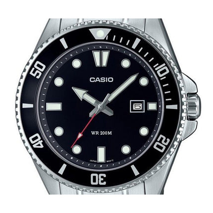 Casio Standard Analog Edelstahl Schwarzes Zifferblatt Quarz MDV-107D-1A1 200M Herrenuhr