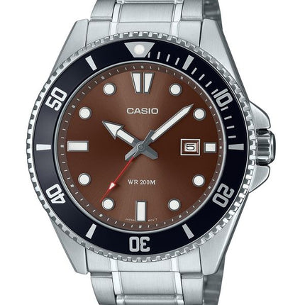 Casio Standard Analog Edelstahl braunes Zifferblatt Quarz MDV-107D-5AV 200M Herrenuhr