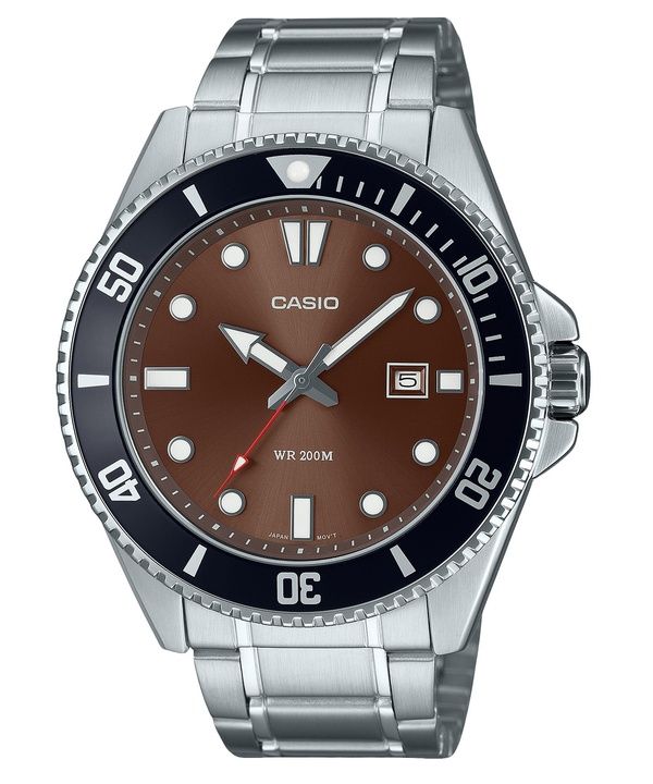 Casio Standard Analog Edelstahl braunes Zifferblatt Quarz MDV-107D-5AV 200M Herrenuhr