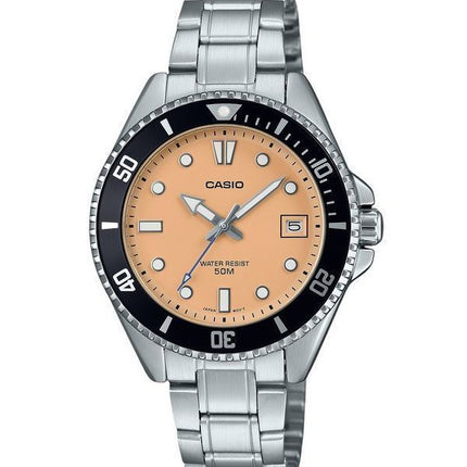 Casio Standard Analog Edelstahl Lachs Zifferblatt Quarz MDV-10D-4A2V Herrenuhr