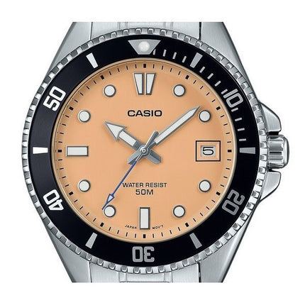 Casio Standard Analog Edelstahl Lachs Zifferblatt Quarz MDV-10D-4A2V Herrenuhr