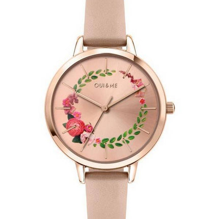 Oui &  Me Fleurette Roségold Sunray Zifferblatt Lederarmband Quarz ME010038 Damenuhr