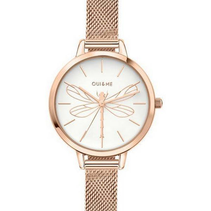 Oui &  Me Petite Amourette Weißes Zifferblatt Roségoldfarbener Edelstahl Quarz ME010046 Damenuhr