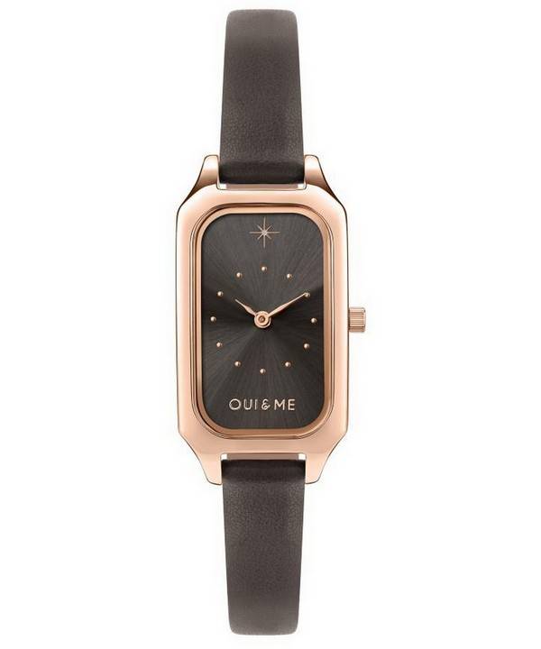 Oui &  Me Finette Rose Dunkelgraues Zifferblatt Lederarmband Quarz ME010116 Damenuhr