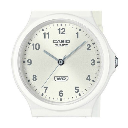 Casio POP Analoge Unisex-Armbanduhr aus biobasiertem Harz mit silbernem Zifferblatt und Quarzwerk MQ-24B-7B