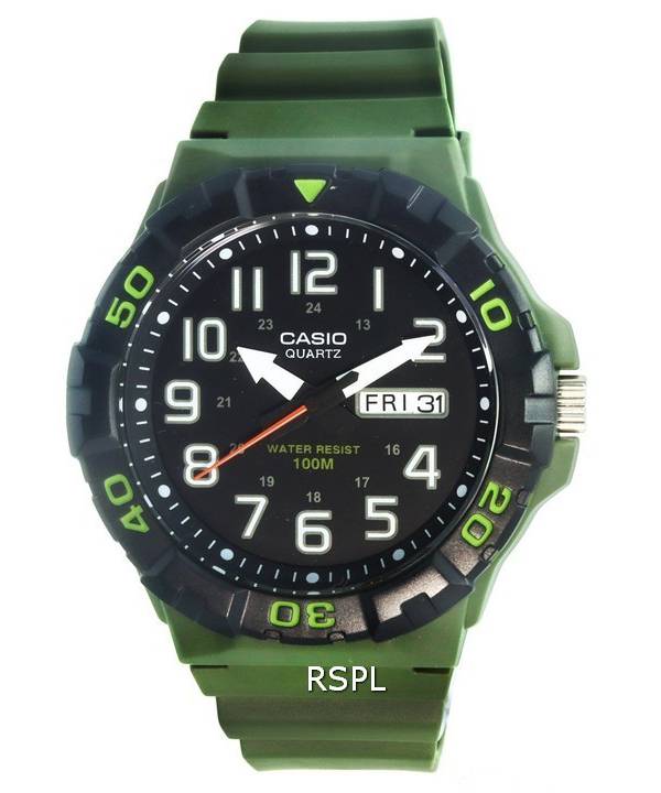 Casio Analog Army Green Resin Band Quarz MRW-210H-3A MRW210H-3 100M Herrenuhr