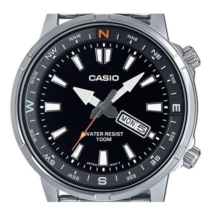 Casio Standard Analog Edelstahl schwarzes Zifferblatt Quarz MTD-130D-1A4V 100M Herrenuhr