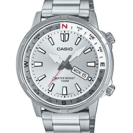 Casio Standard Analog Edelstahl Silber Zifferblatt Quarz MTD-130D-7AV 100M Herrenuhr