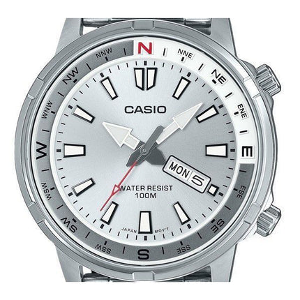 Casio Standard Analog Edelstahl Silber Zifferblatt Quarz MTD-130D-7AV 100M Herrenuhr