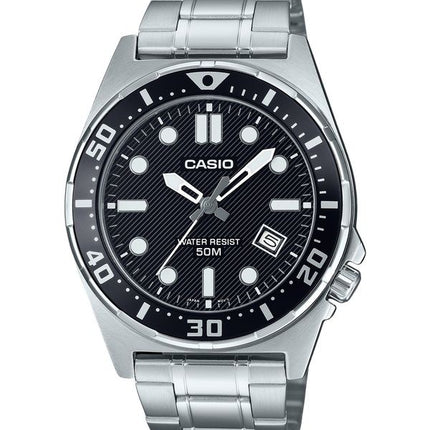 Casio Standard Analog Edelstahl schwarzes Zifferblatt Quarz MTD-135D-1AV Herrenuhr