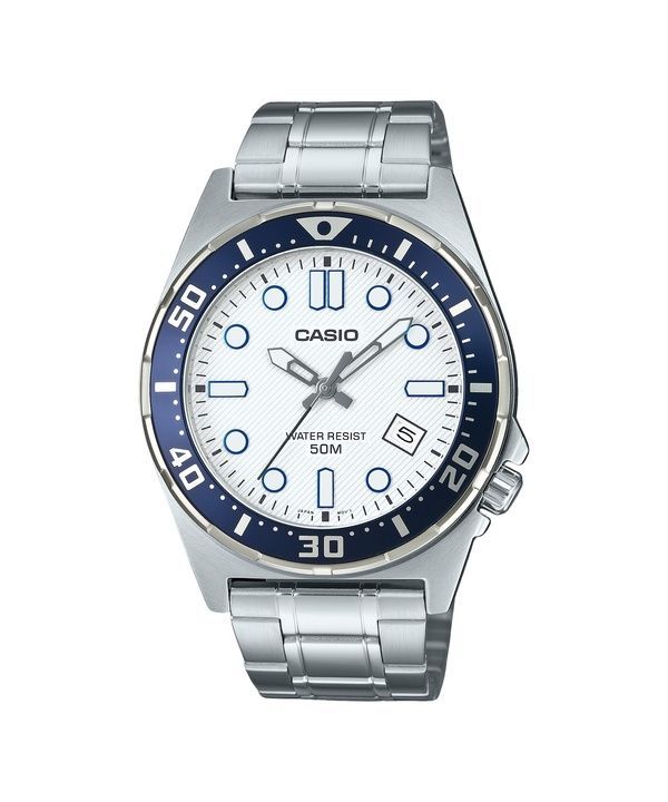 Casio Standard Analog Edelstahl weißes Zifferblatt Quarz MTD-135D-7AV Herrenuhr