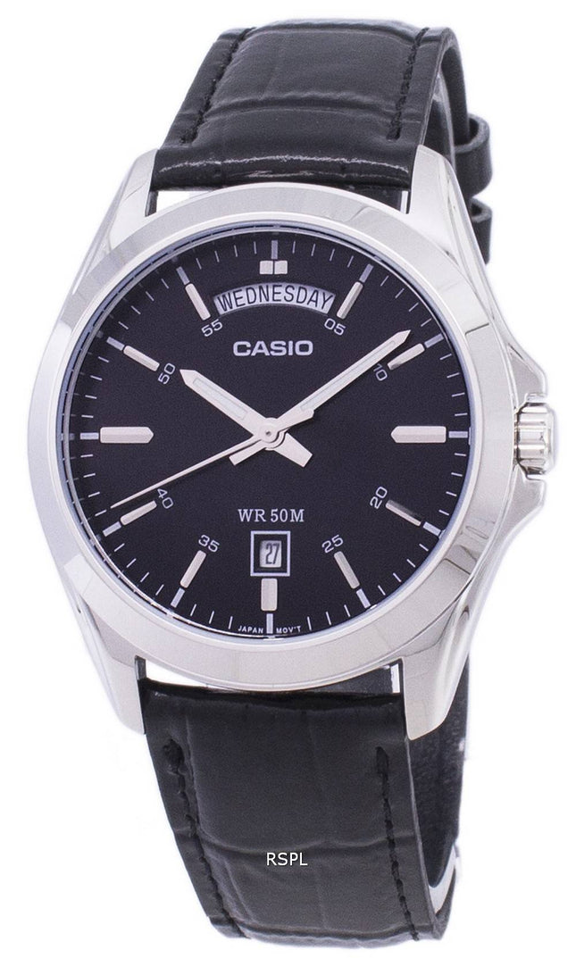 Casio Analog-schwarzes Zifferblatt MTP-1370L-1AVDF MTP-1370L-1AV Herrenuhr