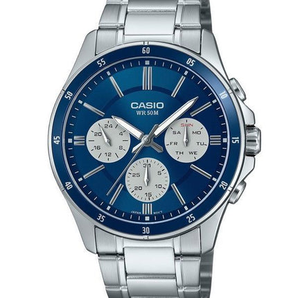 Casio Standard Analog ionenplattierter Edelstahl blaues Zifferblatt Quarz MTP-1374D-2A3V Herrenuhr