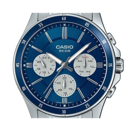 Casio Standard Analog ionenplattierter Edelstahl blaues Zifferblatt Quarz MTP-1374D-2A3V Herrenuhr