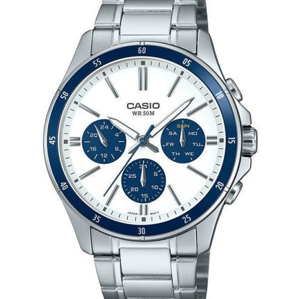 Casio Standard Analog ionenplattierter Edelstahl weißes Zifferblatt Quarz MTP-1374D-7A2V Herrenuhr