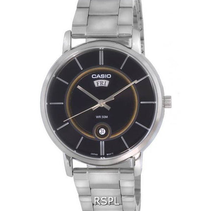 Casio Analog Edelstahl schwarzes Zifferblatt Quarz MTP-B120D-1A MTPB120D-1 Herrenuhr