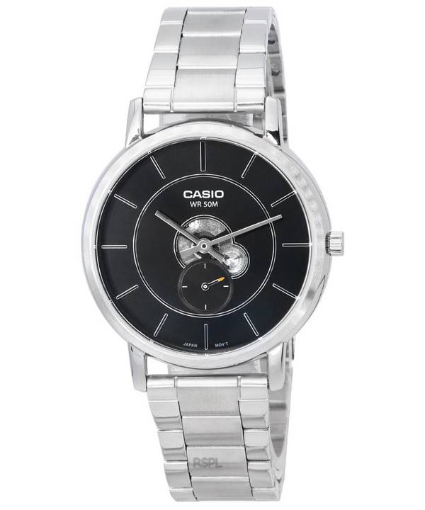 Casio Standard Analog Edelstahl schwarzes Zifferblatt Quarz MTP-B130D-1A MTPB130D-1 Herrenuhr