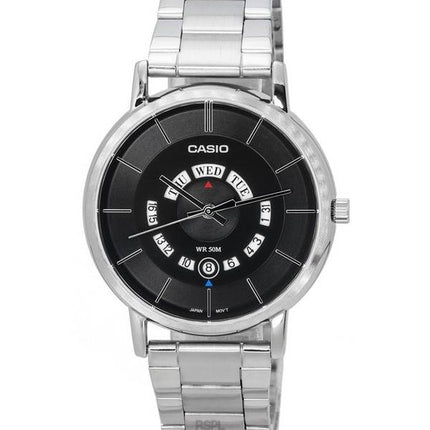 Casio Standard Analog Edelstahl schwarzes Zifferblatt Quarz MTP-B135D-1A MTPB135D-1 Herrenuhr