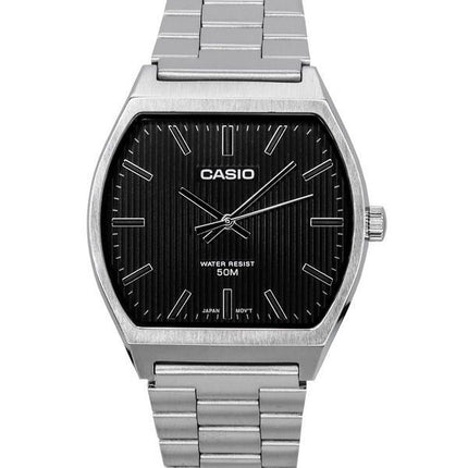 Casio Standard Analog Edelstahl schwarzes Zifferblatt Quarz MTP-B140D-1A Herrenuhr